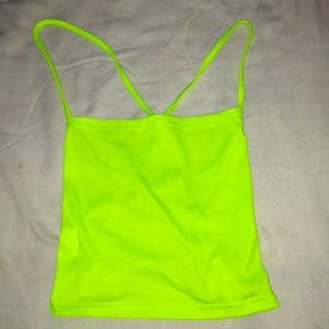 SHEIN Neon Green Lace Up Rib-Knit Rib Cami Top